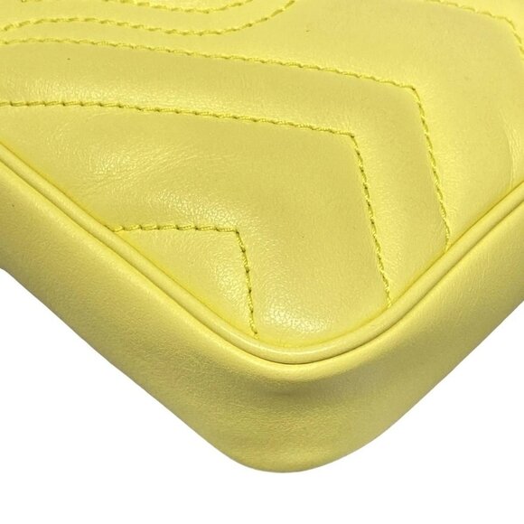 Auth GUCCI GG Marmont Quilted Leather Super Mini Bag 476433 Yellow Light Leather - Picture 3 of 16